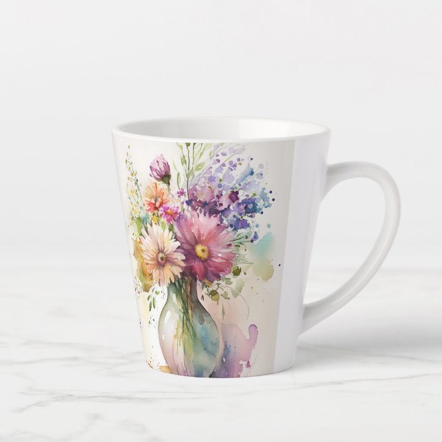 Multicolor Florals #7 Latte Mug (Right)