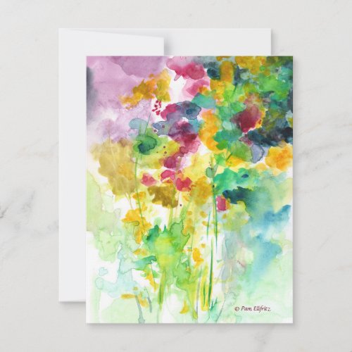 Multicolor Flower Bouquet Watercolor Note Card