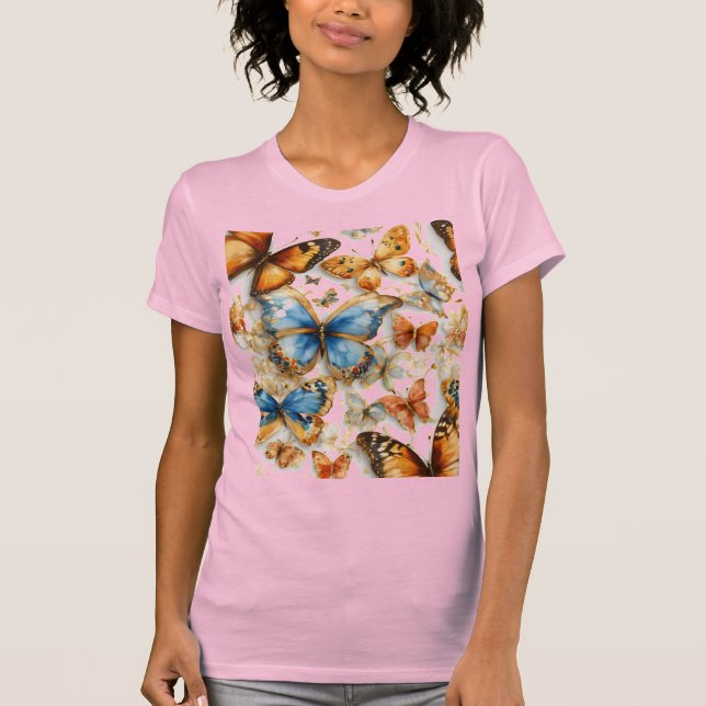 Multicolor flowers n butterlies women's t-shirt  (Front)
