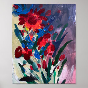 Multicolor flowers , painting . poster