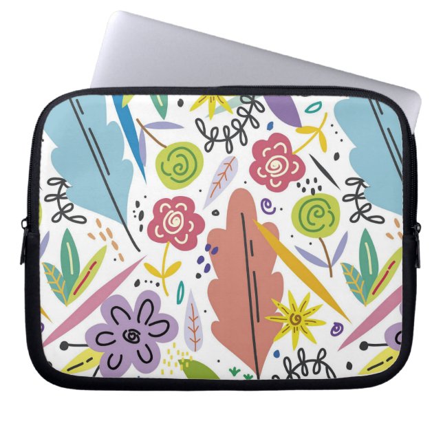 Multicolor Flowers Spring Background Laptop Sleeve (Front)