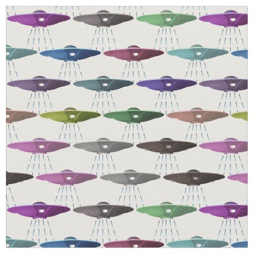 Multicolor Flying Saucers UFOs Fabric