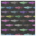 Multicolor Flying Saucers UFOs Fabric