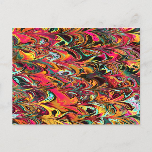 Multicolor Fractal. Parrot Pattern. Abstract Art. Postcard (Front)
