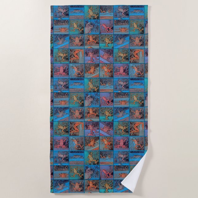 Multicolor Frog Beach Towel (Front)