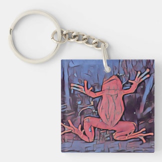 Multicolor Frog Keychain Red Square