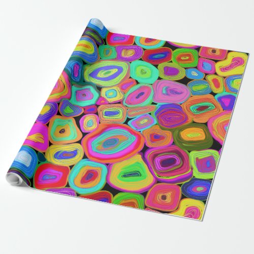 Multicolor Funky Circles Oil Painted Style  Wrapping Paper