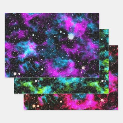 Multicolor Galaxy Wrapping Paper Sheets