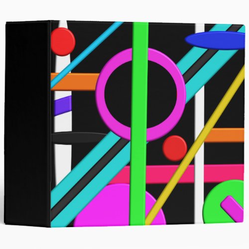 Multicolor Geometric 3D Pattern   3 Ring Binder