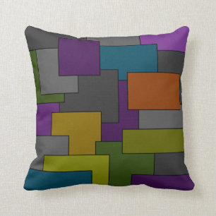 Multicolor Geometric Abstract Art Throw Pillow