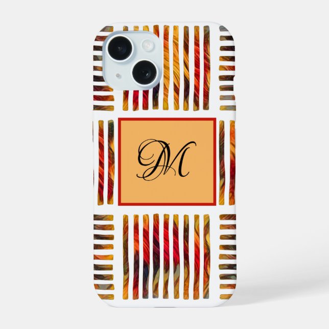 Multicolor Geometric Abstract Stripe Monogram Iphone Case (Back)