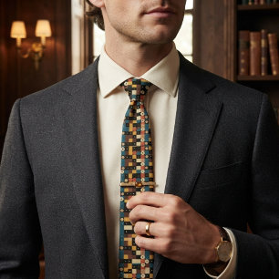 Multicolor Geometric Circles & Squares Bauhaus Neck Tie