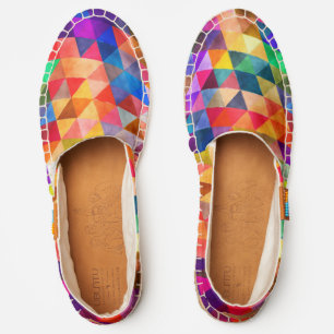 Multicolor Geometric Design - Colorful Triangles Espadrilles
