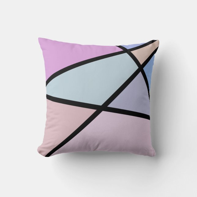 Multicolor Geometric Lines and Shapes Throw Pillow (Front)
