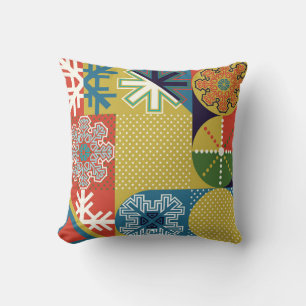 Multicolor Geometric: Local Snowflake Background Throw Pillow