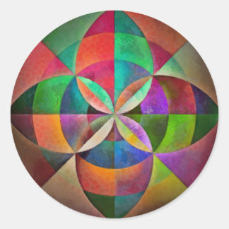 Multicolor Geometric Mandala Print Design Classic Round Sticker
