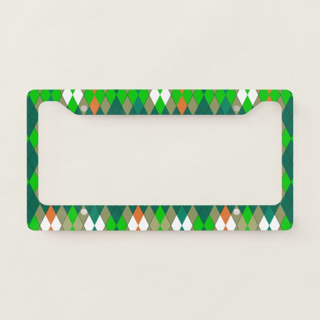 Multicolor geometric pattern rhombuses minimalism license plate frame (Front)