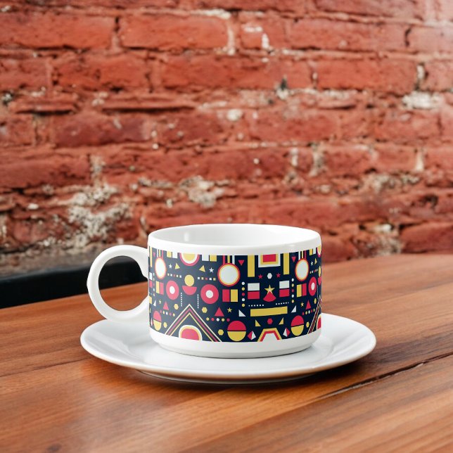 Multicolor Geometric Shapes Pattern Bowl (Chili Bowl)