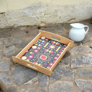 Multicolor Geometric Shapes Pattern Serving Tray