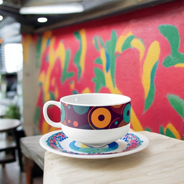 Multicolor Geometric Shapes pattern Soup Mug (Soup Mug)