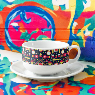 Multicolor Geometric Shapes Pattern Soup Mug