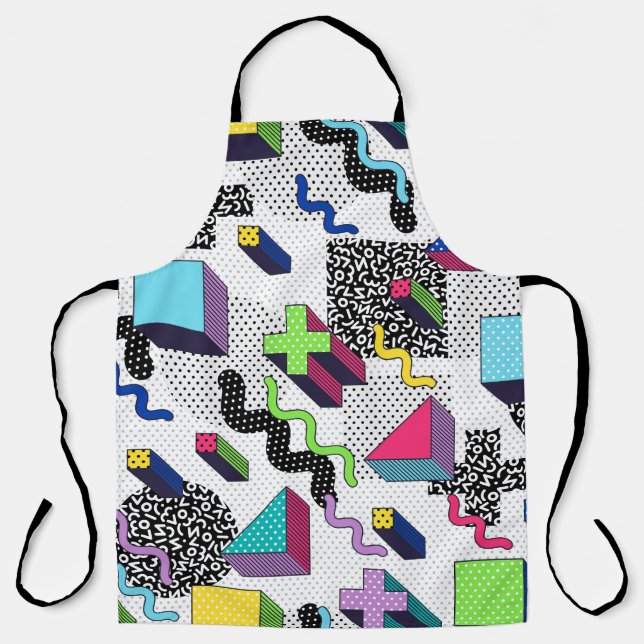 Multicolor geometric shapes, retro pattern. apron (Front)