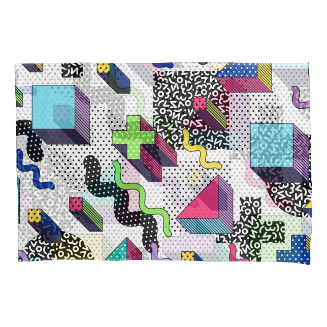 Multicolor geometric shapes, retro pattern. pillow case (Front)