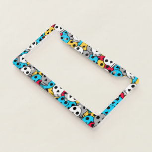 Multicolor Ghost Skulls License Plate Frame