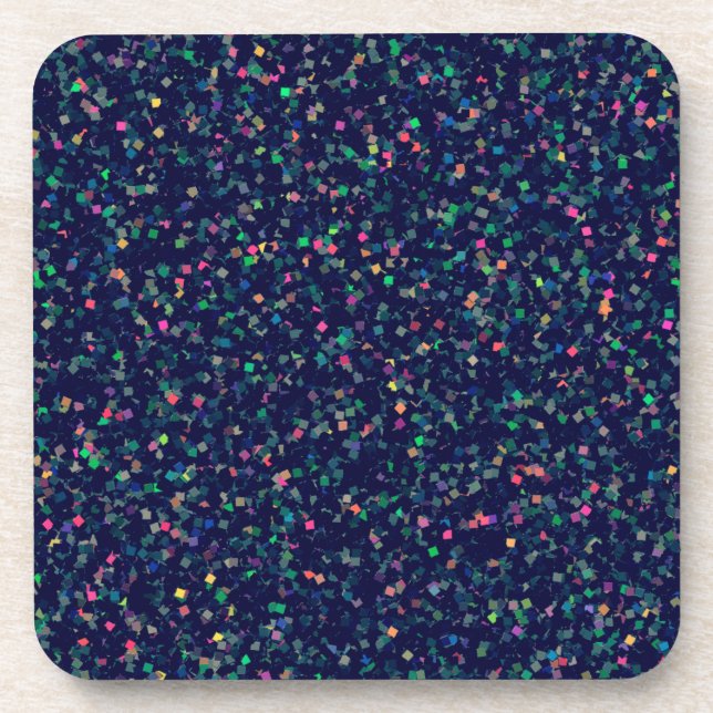 Multicolor Glitter Confetti Beverage Coaster (Front)