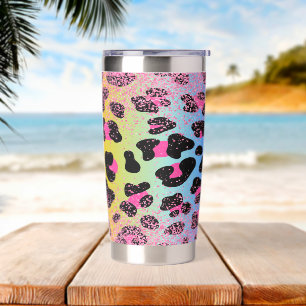 Multicolor Glitter Leopard Print Insulated Tumbler