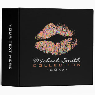 Multicolor Glitter Lips Makeup Artist #7 3 Ring Binder