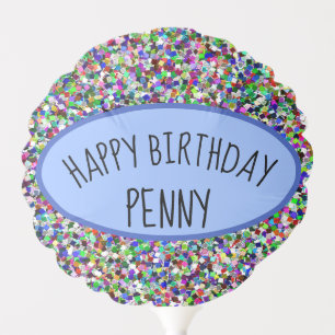 Multicolor Glitter Personalized Birthday Balloon