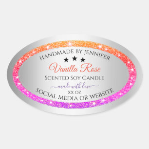 Multicolor Glitter Product Packaging Label Silver