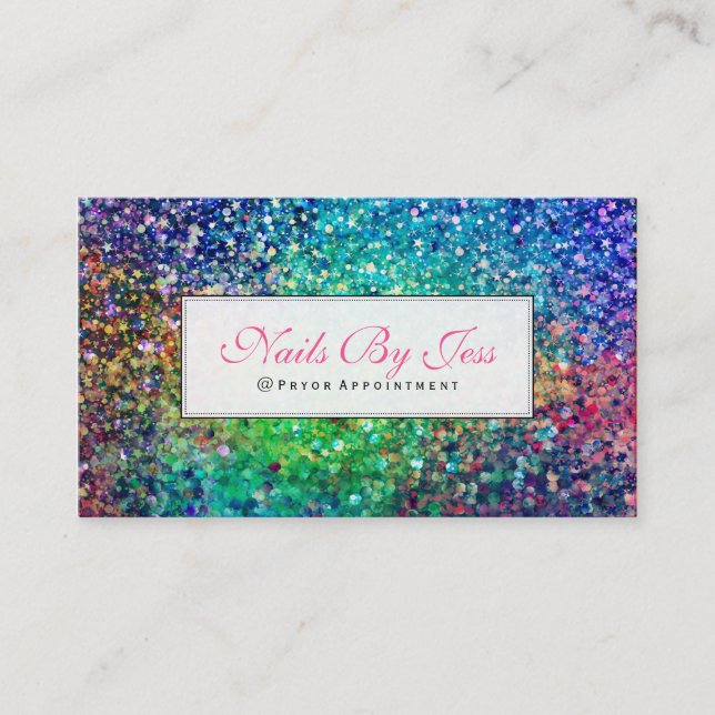 Multicolor Glitter Texture Business Card (Front)