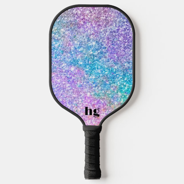 Multicolor glitter texture image pickleball paddle (Front)