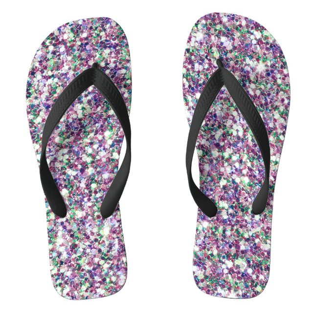 Multicolor Glitter Texture Pattern Flip Flops (Footbed)
