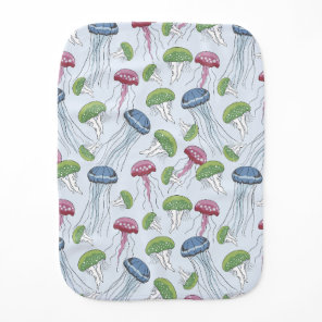 Multicolor glowing jelly fish pattern baby burp cloth