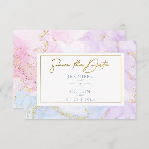 Multicolor  Gold Marbleized Wedding Save The Date