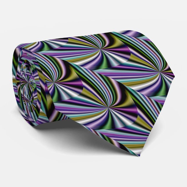 Multicolor Green/Yellow/Silver/Pink/Purple/Blue Neck Tie (Rolled)
