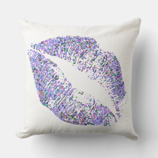 Multicolor Grit Glitter Lips #11 Throw Pillow (Front)