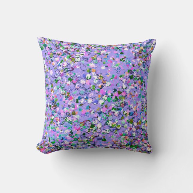 Multicolor Grit Glitter Throw Pillow (Front)