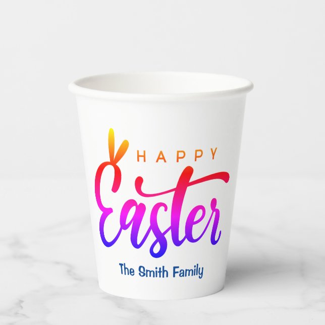 Multicolor Happy Easter   Paper Cups (Front)