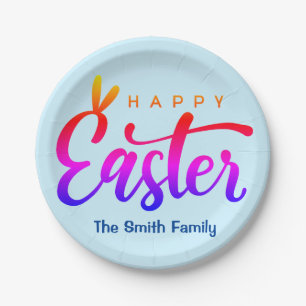 Multicolor Happy Easter Paper Plates
