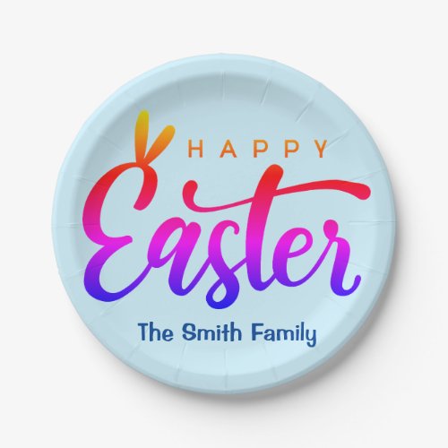 Multicolor Happy Easter   Paper Plates