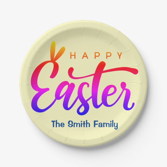 Multicolor Happy Easter   Paper Plates (Front)