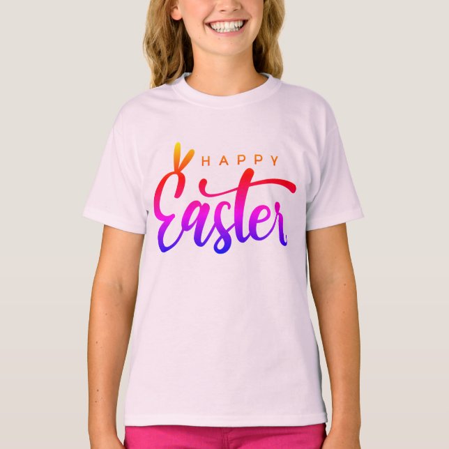 Multicolor Happy Easter T-Shirt (Front)