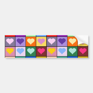 Multicolor Heart Squares Bumper Sticker