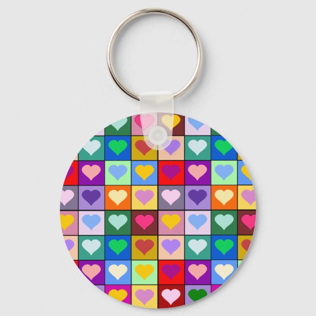 Multicolor Heart Squares Keychain (Front)