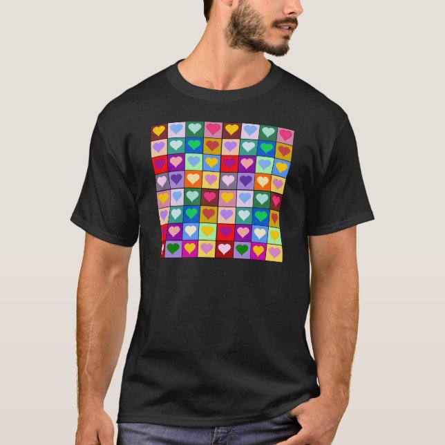 Multicolor Heart Squares T-Shirt (Front)