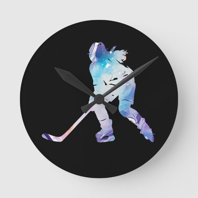 Multicolor hockey player  round clock (Front)